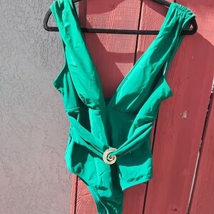 Source Unknown Green One Piece Swimsuit